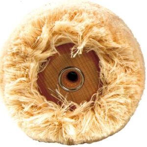 Ullhjul. For høyglanspolering. Trekjerne.