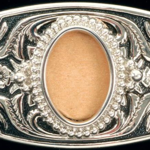 Art. 74-007 Beltespenne sort/sølv farget. Fatning 22x30 mm. passer til 25mm bredt belte.