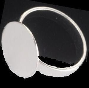 Art. 84-088 PK Justerbar sølvring m. plate 14 mm. Pakke med 3 stk.