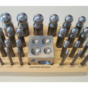 Art. 110585 Knopstempelsett . Anke med 25 stk. knopstemepel fra 2,3 til 25mm.