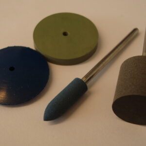 Hjul/spisser av gummi for sliping og polering. Skaft 2,34 mm
